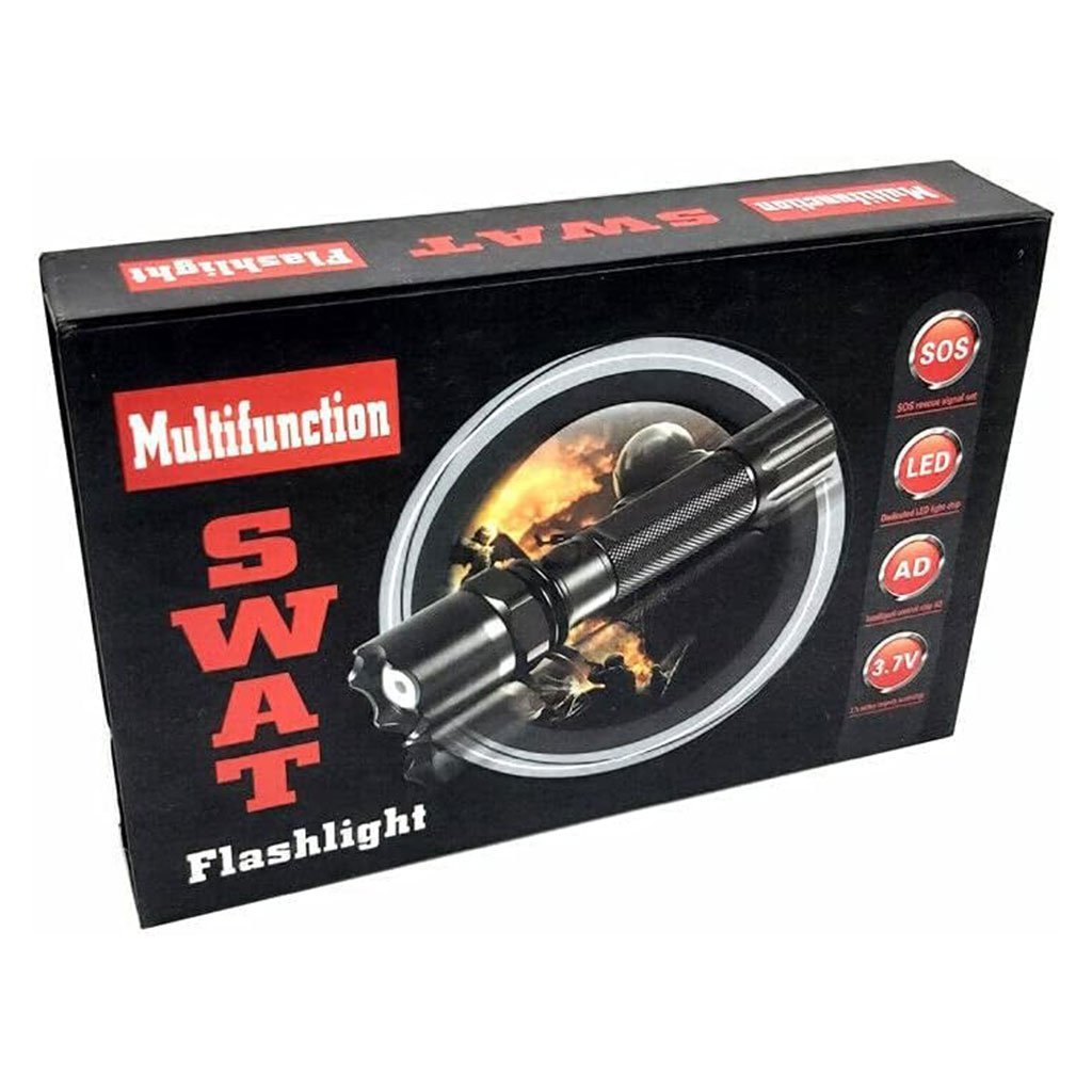 Lampe Torche LED SWAT Multifonction Zoom Réglable et 3 Modes d’Éclairage – مصباح يدوي قابل للشحن