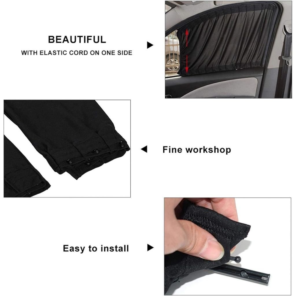 PACK 4 Pcs Rideau glissé de fenêtre Protection UV pour Voiture – ستار نوافذ جانبية في السيارة 4 قطع - الصورة 6