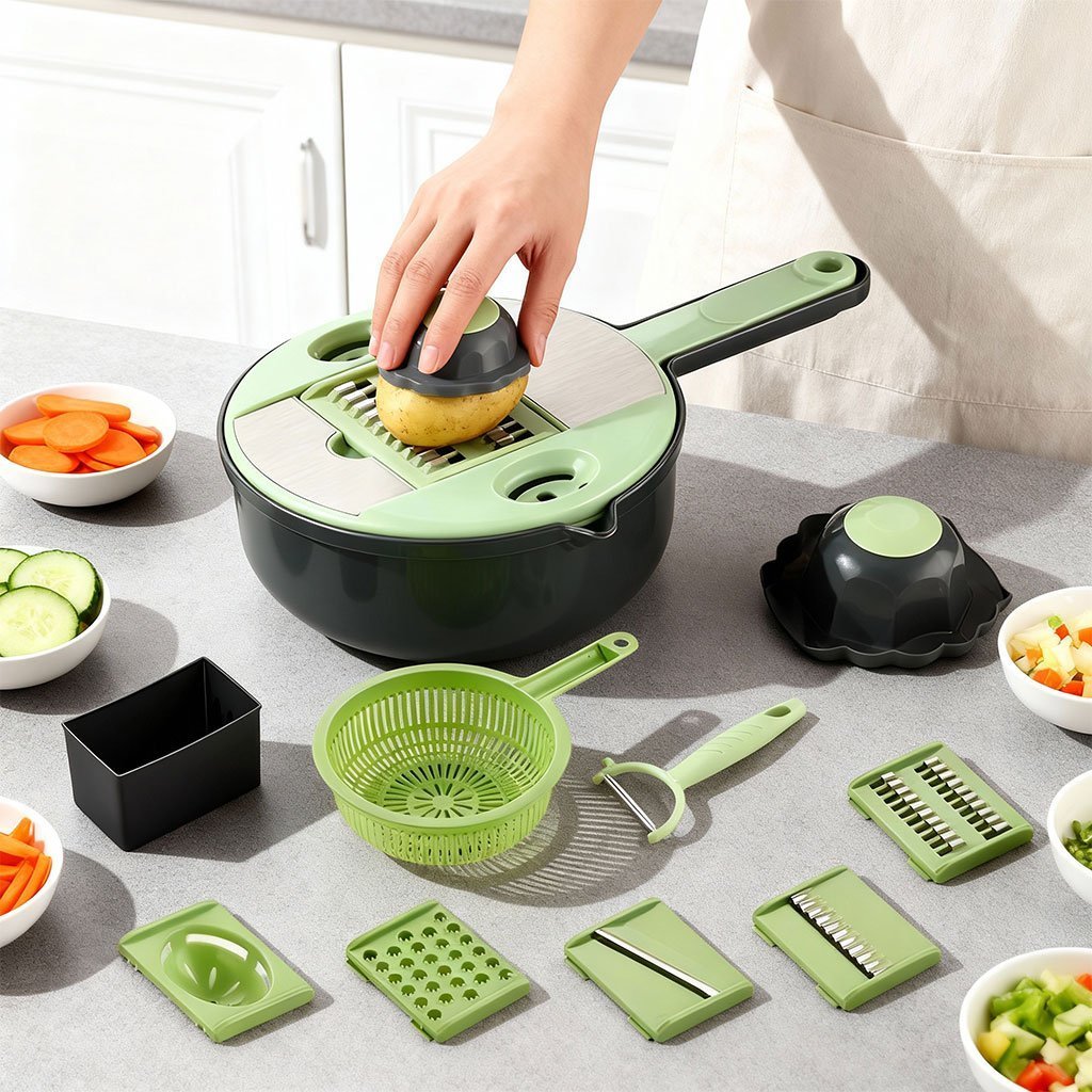 Râpe Multifonction 9en1 pour trancher les légumes – قطاعة خضر متعددة الإستعمالات