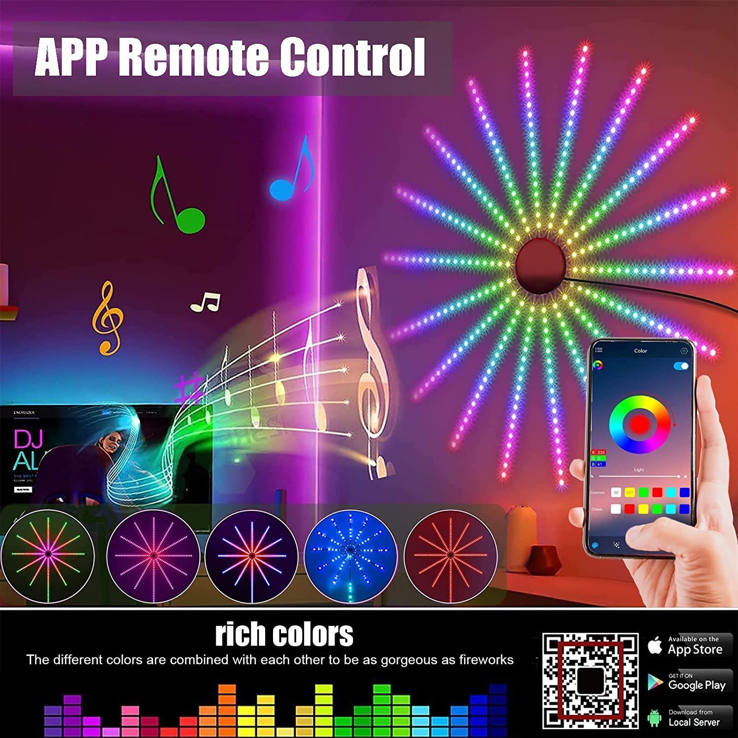 feux d’artifice App Smart Control IC Led RGB Light décoration de la maison - الصورة 3