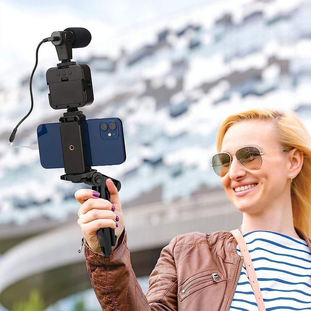 Kit de Vlogging pour smartphone et appareil photo avec microphone et LED RGB - الصورة 5