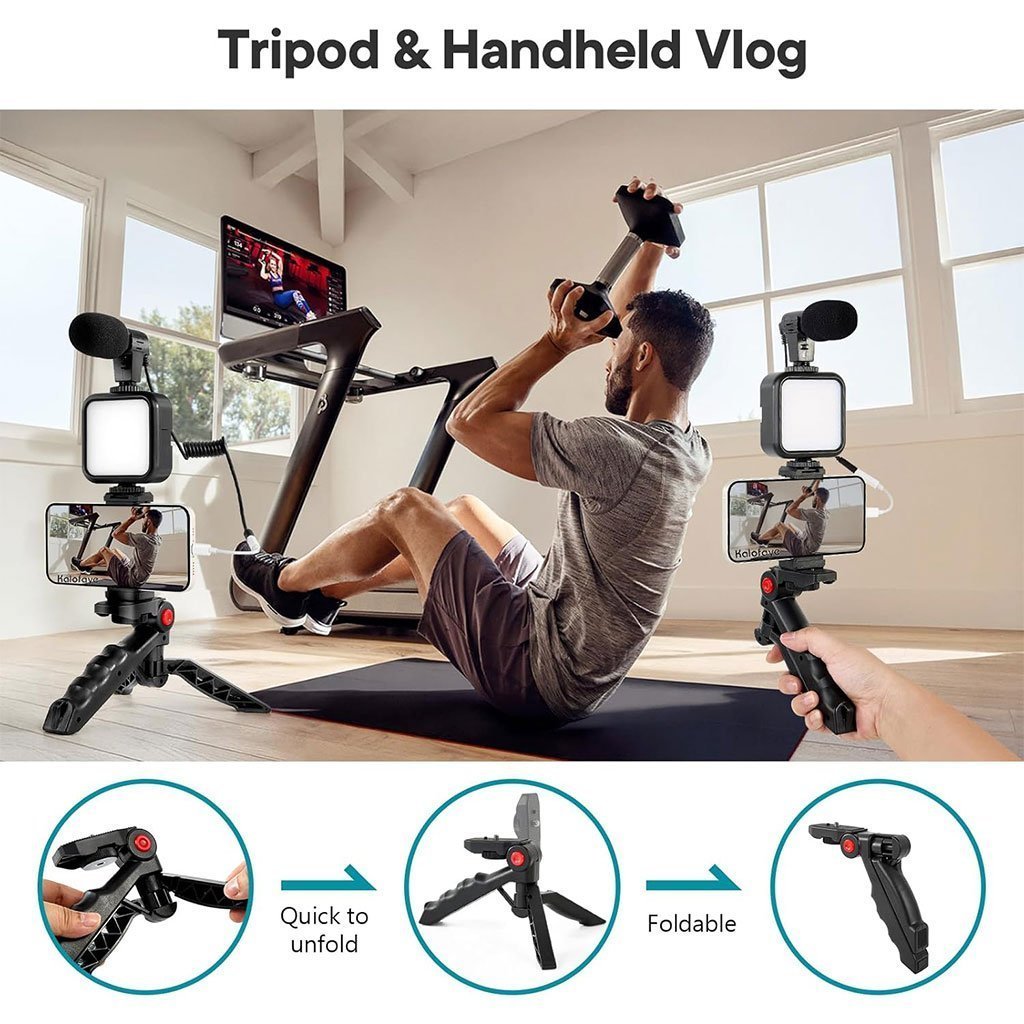 Kit de Vlogging pour smartphone et appareil photo avec microphone et LED RGB - الصورة 3