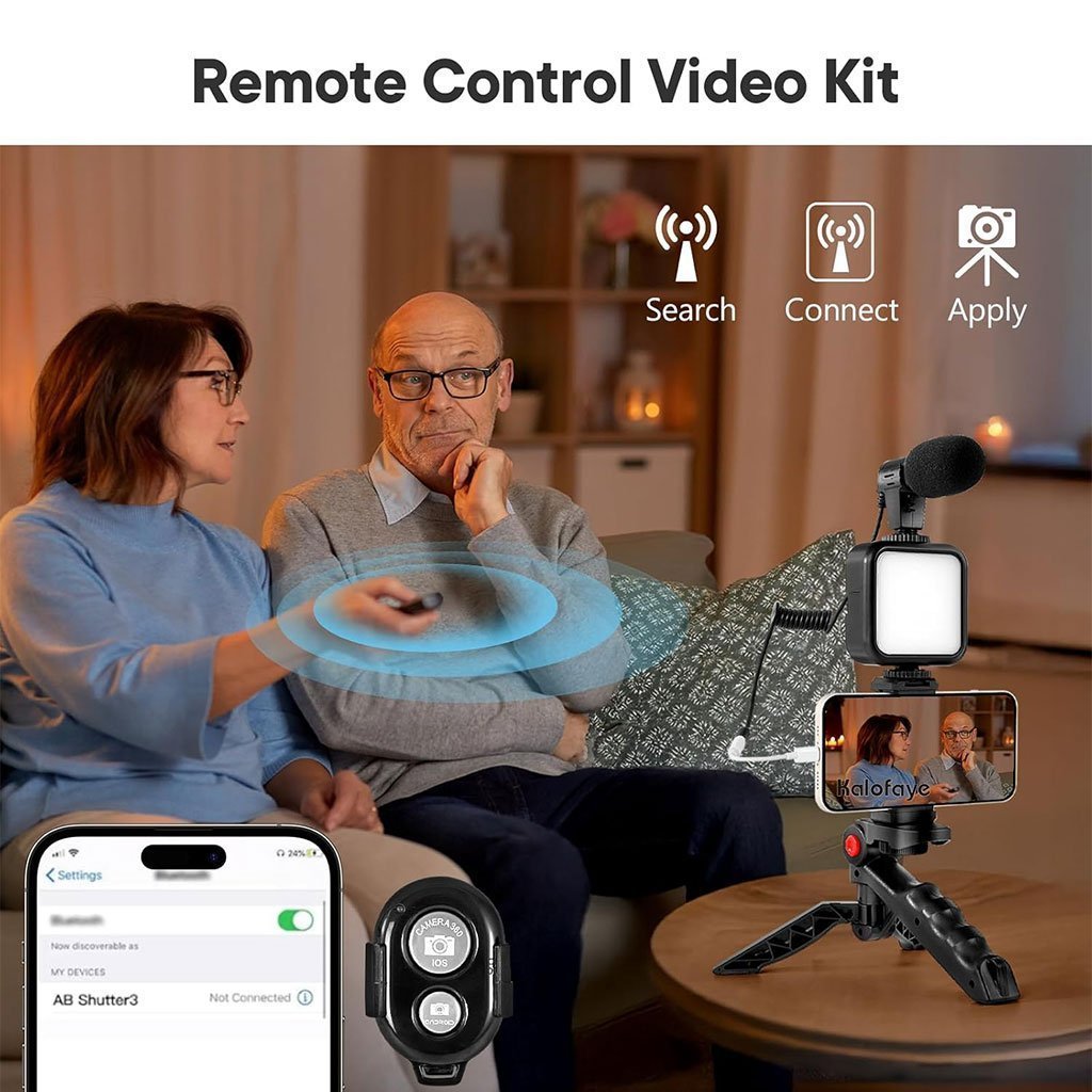 Kit de Vlogging pour smartphone et appareil photo avec microphone et LED RGB - الصورة 4
