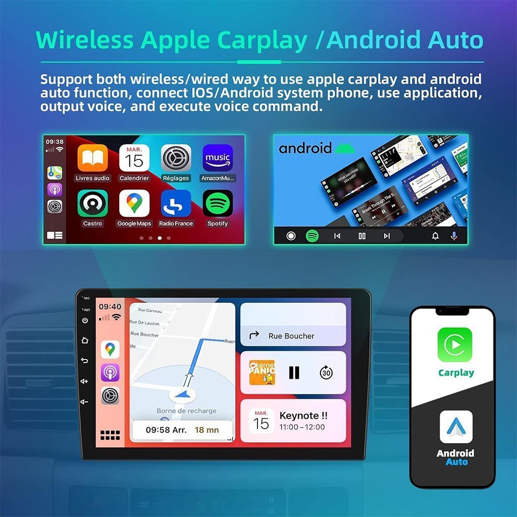 Écran de voiture Android de 10,1 pouces compatible Apple CarPlay Android Auto – شاشة ذكية للسيارة - الصورة 3