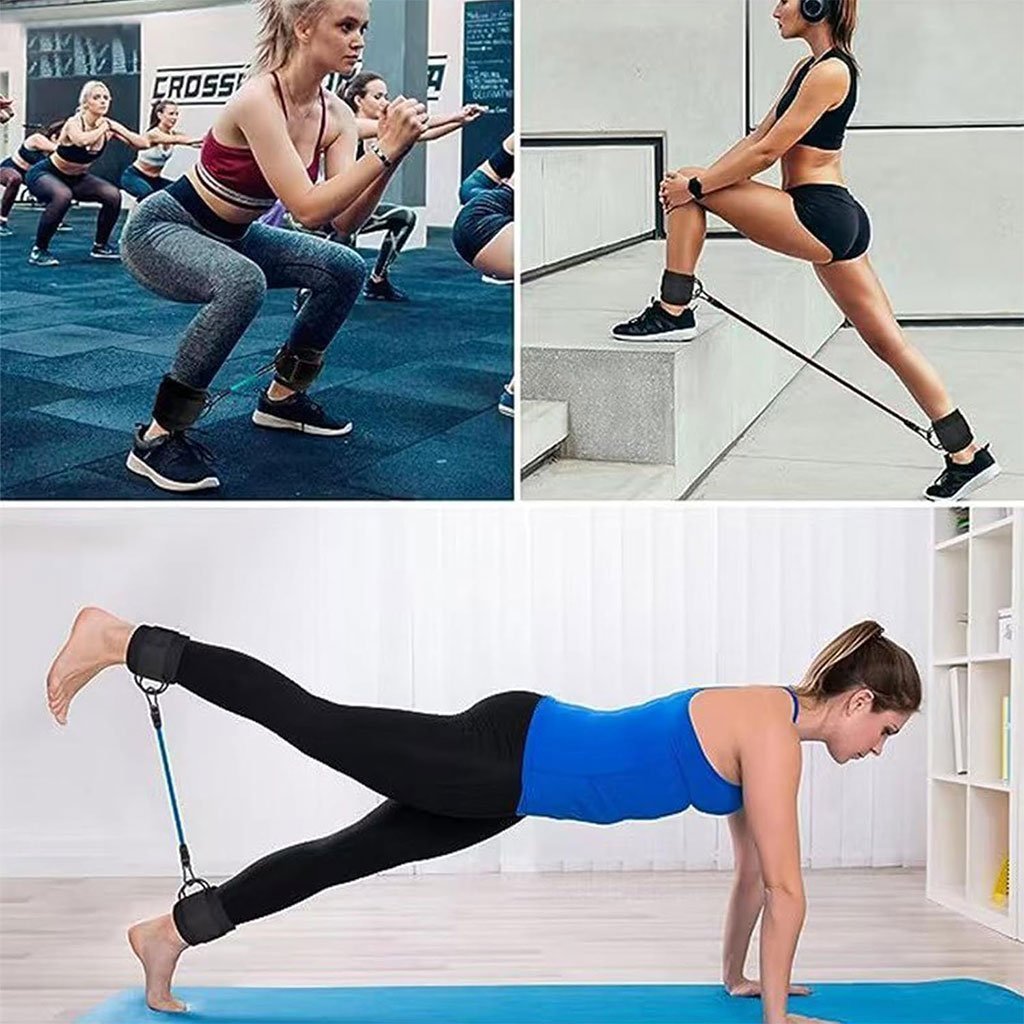 Bandes de résistance pour les jambes avec sangle de cheville 5Pcs – طقم أشرطة تدريب قابلة للتمدد - الصورة 4