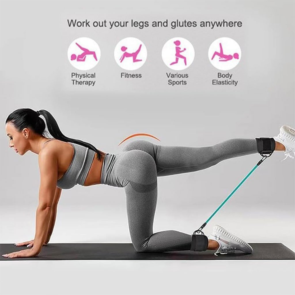 Bandes de résistance pour les jambes avec sangle de cheville 5Pcs – طقم أشرطة تدريب قابلة للتمدد - الصورة 3