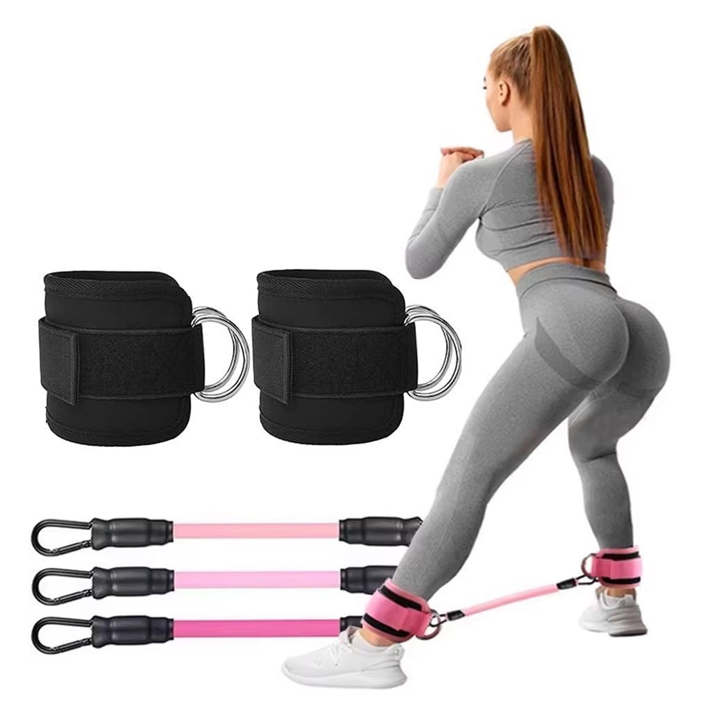 Bandes de résistance pour les jambes avec sangle de cheville 5Pcs – طقم أشرطة تدريب قابلة للتمدد - الصورة 2