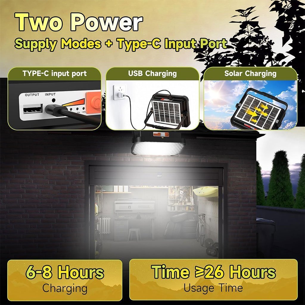 Lampe Solaire Rechargeable LED 300 W Portable et Magnétique 26000LM – مصباح محمول قابل للشحن بالطاقة الشمسية - الصورة 2