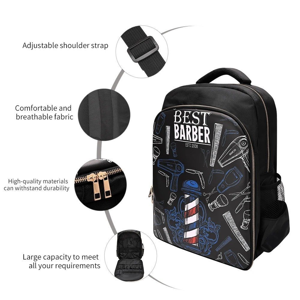 Sac à dos Coiffeur avec des Support pour Tondeuses et Outils Professionnels – حقيبة اغراض الحلاق - الصورة 4