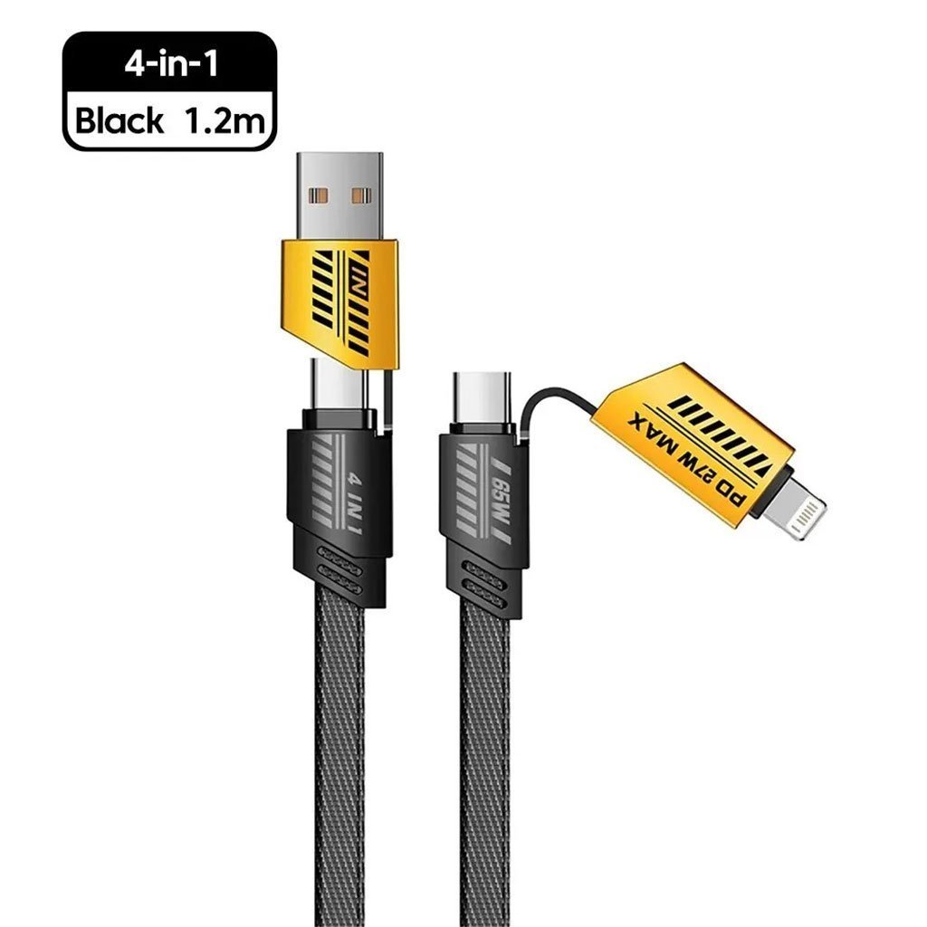 Câble de charge multifonction en nylon tressé durable 4 en 1 à double tête – شاحن سريع ومتين متعدد المنافذ - الصورة 7