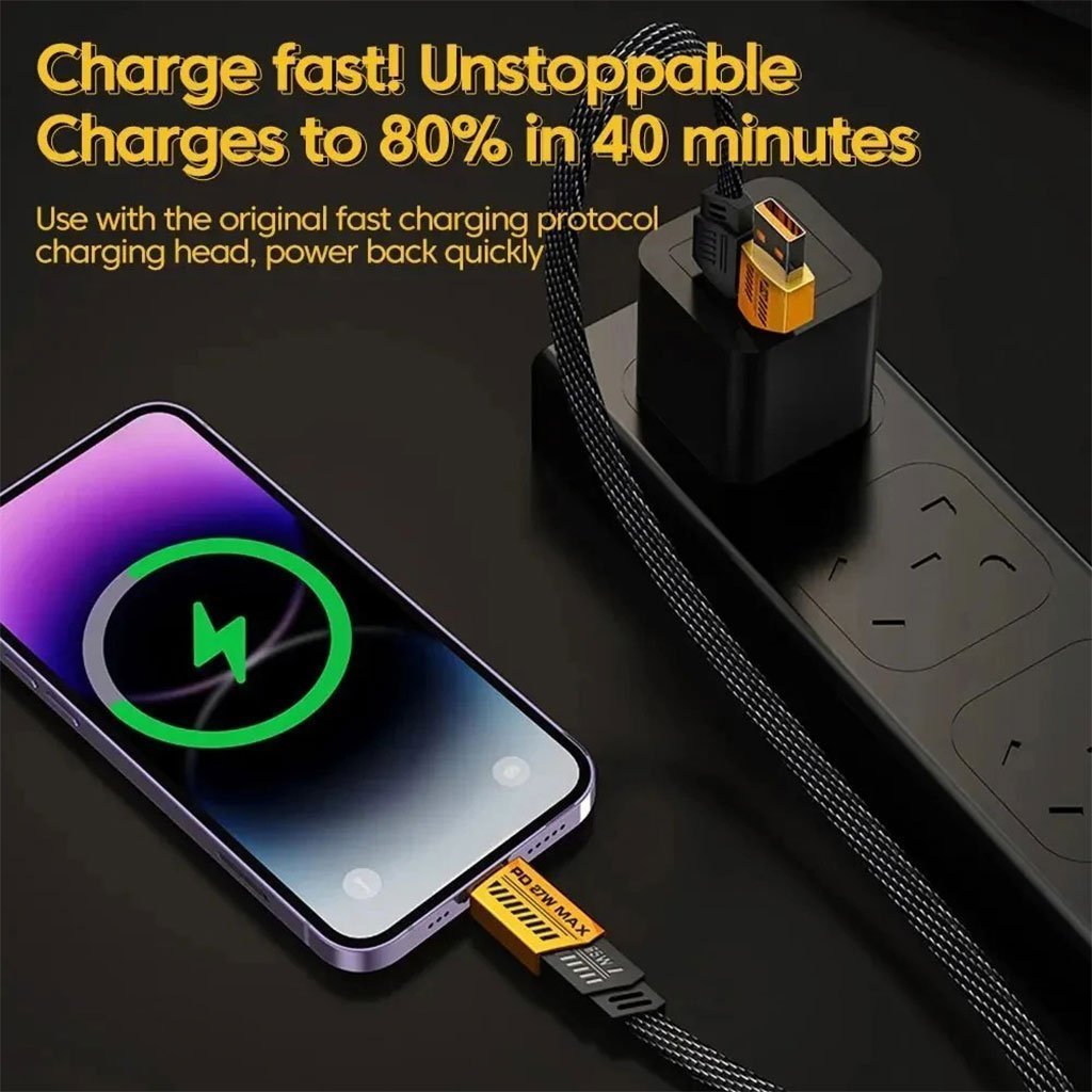 Câble de charge multifonction en nylon tressé durable 4 en 1 à double tête – شاحن سريع ومتين متعدد المنافذ - الصورة 3