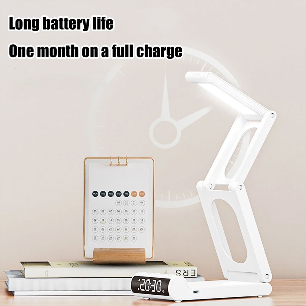 Lampe de bureau rechargeable sans fil avec réveil LED et power bank 5000 mAh – مصباح مكتب ومصباح مع شاحن متنقل - الصورة 4