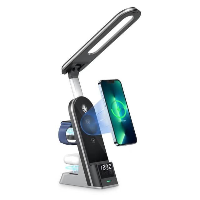 Réveil Multifonction Lampe de Table LED 15W Support de Chargeur sans Fil