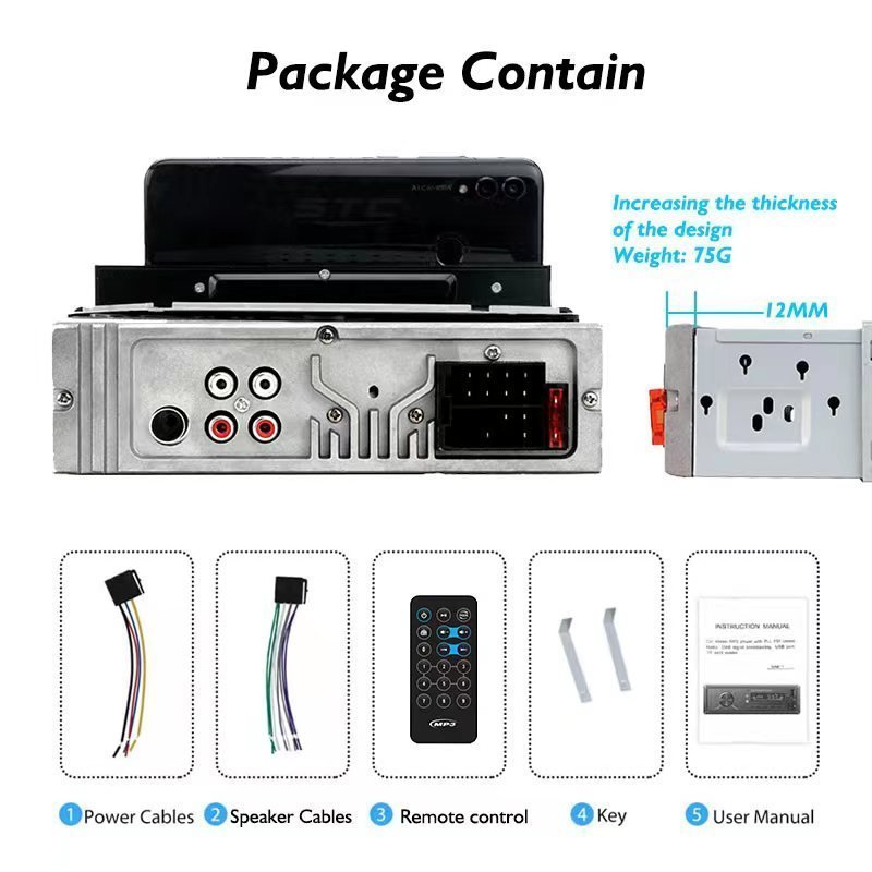 Poste radio BT In-dash 1 Din Fm Aux-in Récepteur SD USB avec support de téléphone - الصورة 5