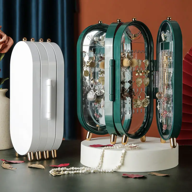 Présentoir Boîte de rangement de bijoux pliable, organisateur de boucles d’oreilles, - الصورة 4