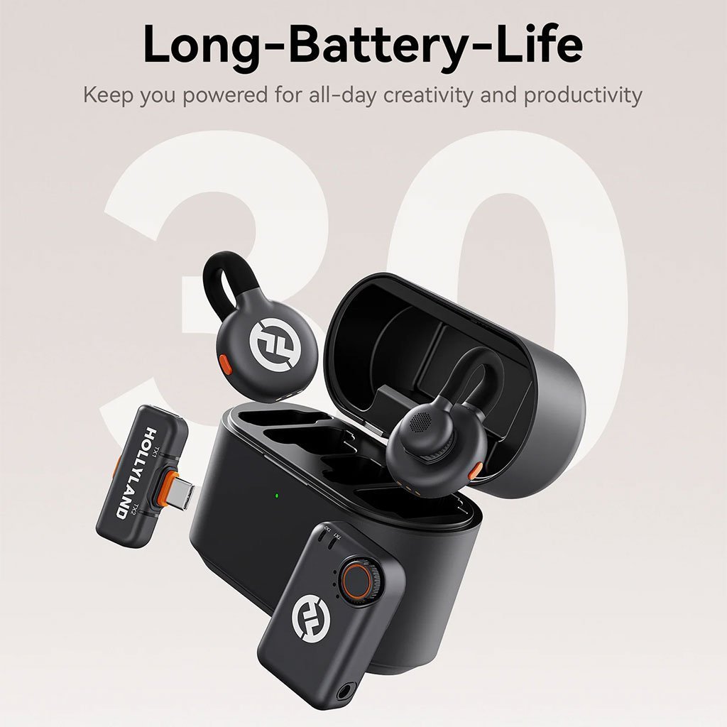 Microphone cravate sans fil Hollyland Lark M2S Combo (récepteur caméra + récepteur USB-C + câble Lightning) - الصورة 6