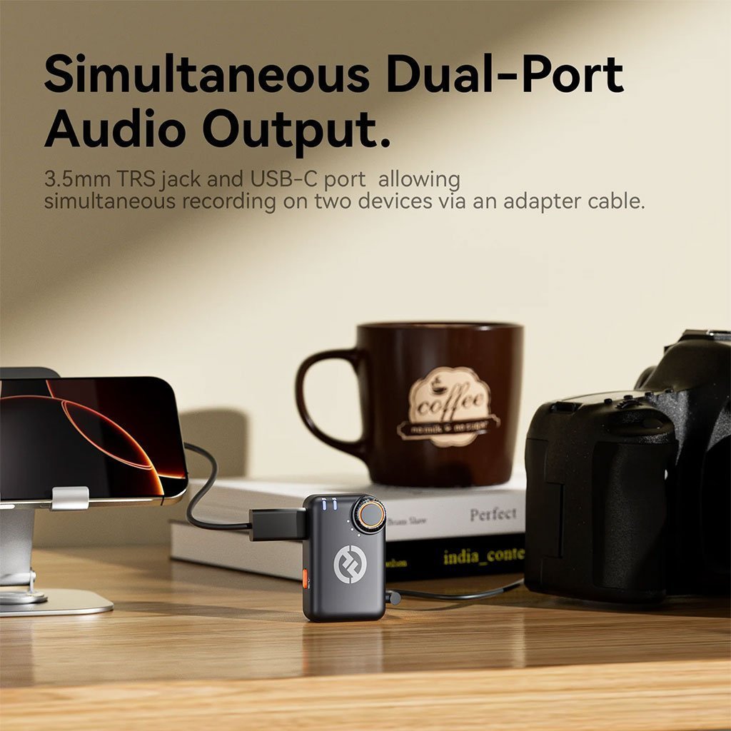 Microphone cravate sans fil Hollyland Lark M2S Combo (récepteur caméra + récepteur USB-C + câble Lightning) - الصورة 7