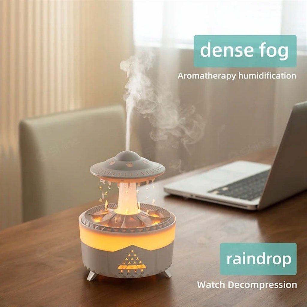 Lampe d’humidification par gouttelettes d’eau 350ML ultrasonique, avec télécommande - الصورة 3