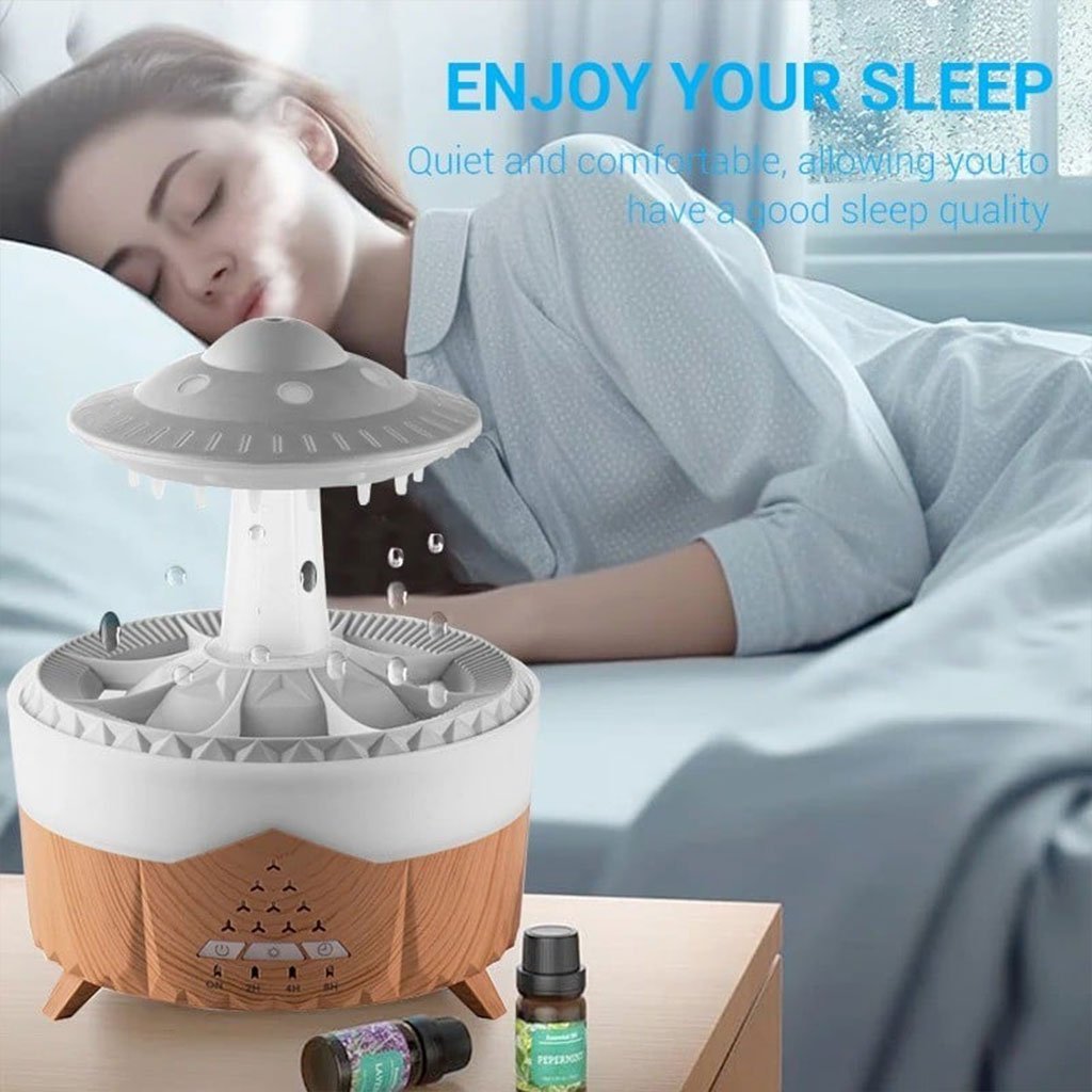 Lampe d’humidification par gouttelettes d’eau 350ML ultrasonique, avec télécommande - الصورة 2