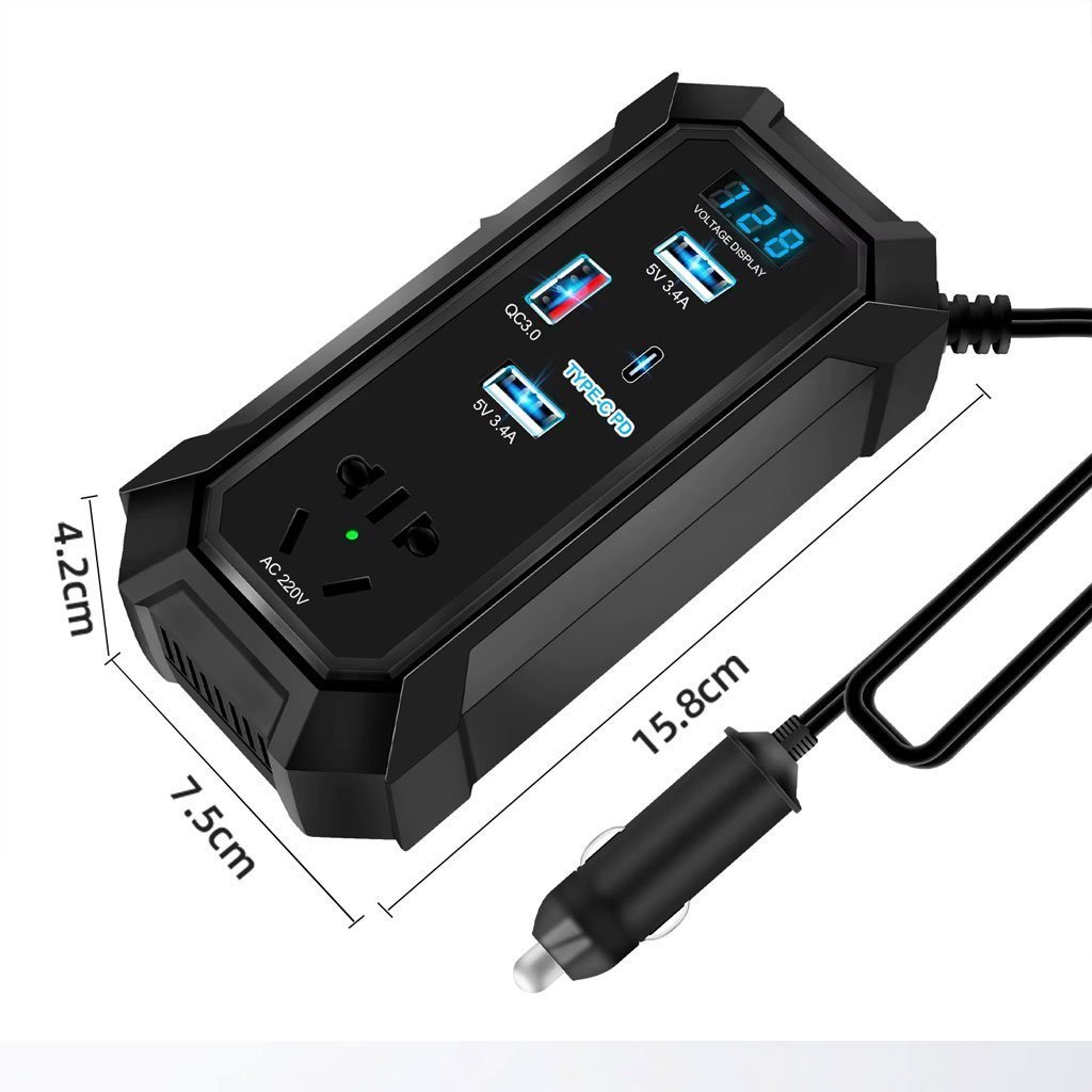 Inverter de voiture 12V 24V à 220V multiports super fast charge – محول التيار الكهربائي في السيارة - الصورة 5