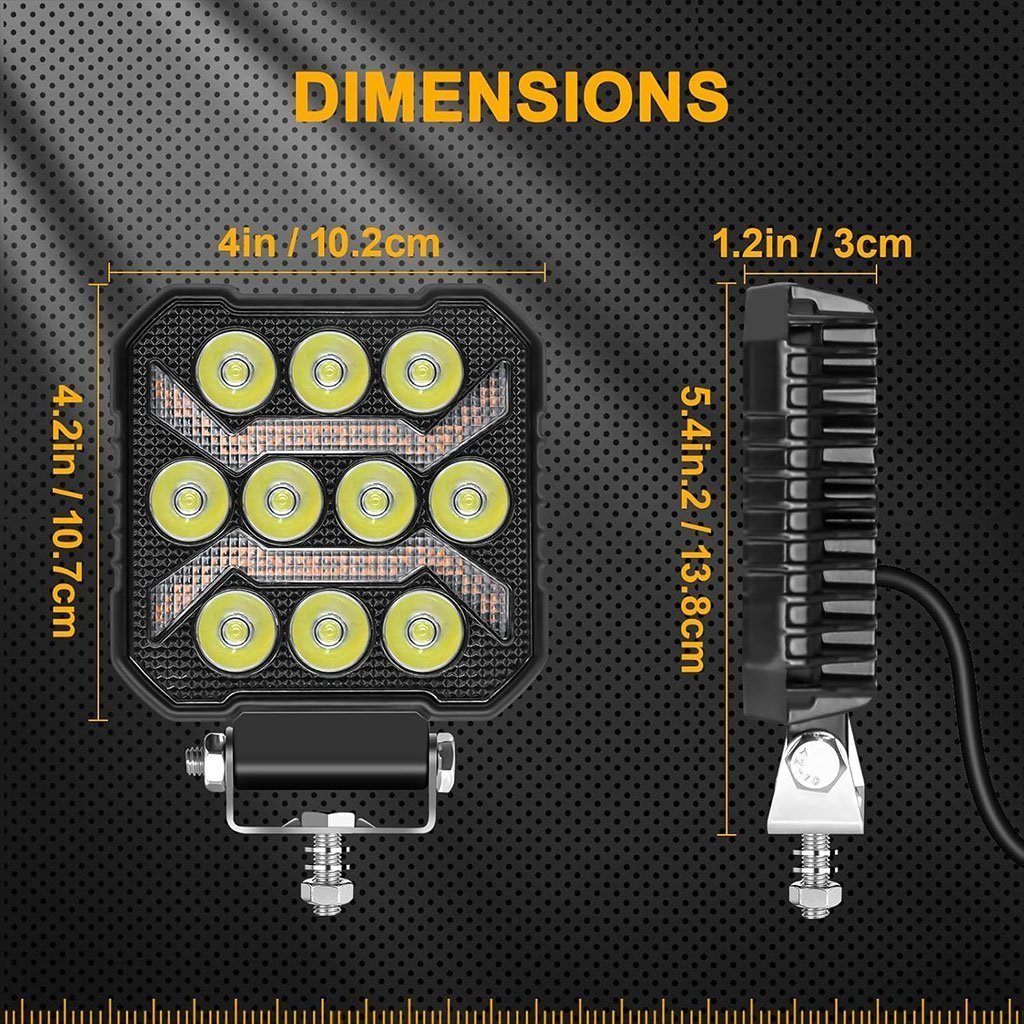 Phare LED Anti-brouillard 2PCS avec 5 Modes d’éclairage 12V-24V IP68 étanche – مصباح عالي السطوع للسيارات والدراجات النارية - الصورة 4