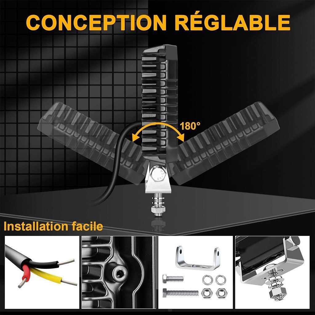 Phare LED Anti-brouillard 2PCS avec 5 Modes d’éclairage 12V-24V IP68 étanche – مصباح عالي السطوع للسيارات والدراجات النارية - الصورة 5