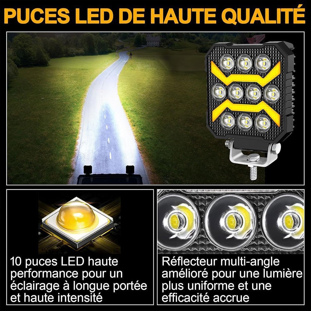 Phare LED Anti-brouillard 2PCS avec 5 Modes d’éclairage 12V-24V IP68 étanche – مصباح عالي السطوع للسيارات والدراجات النارية - الصورة 7