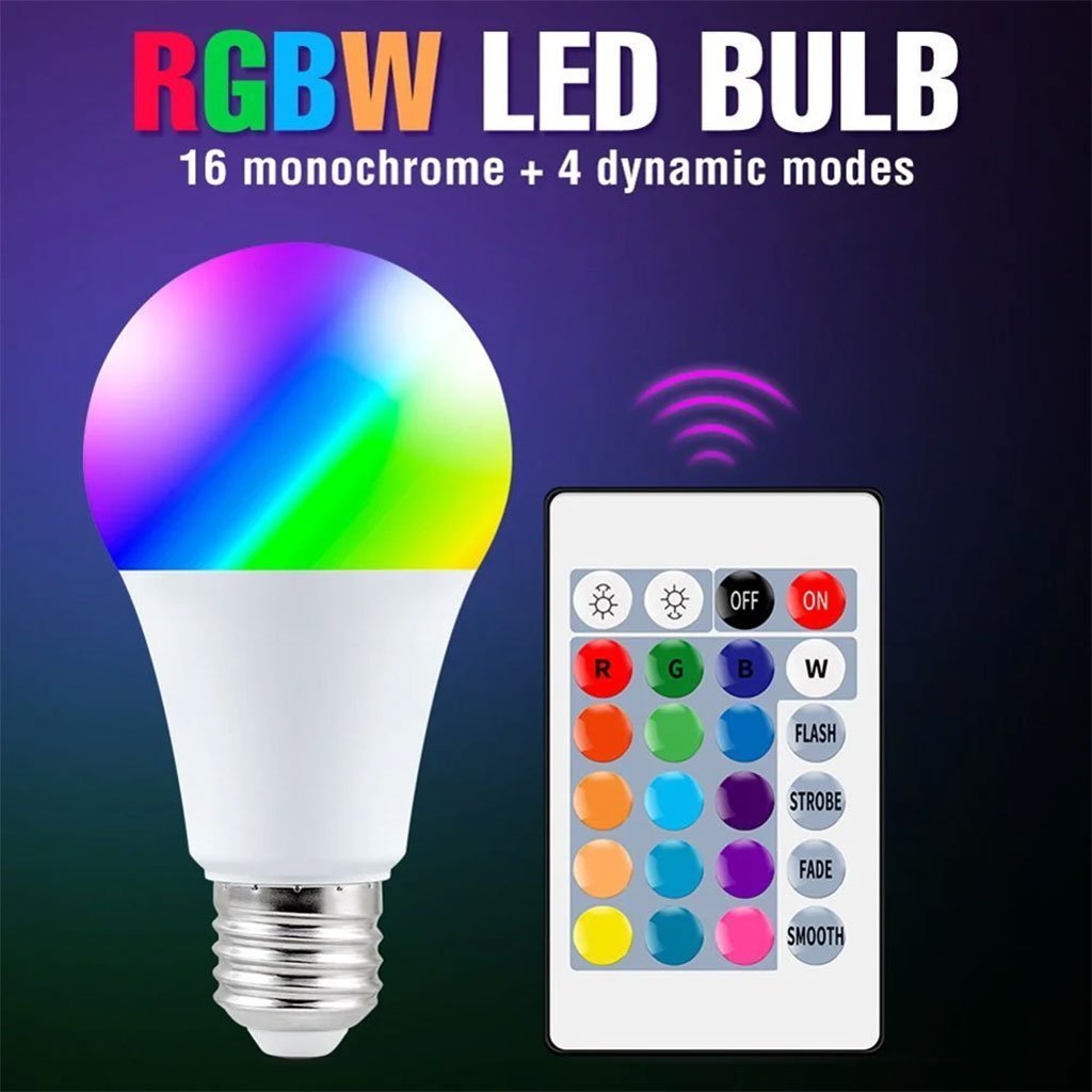 Ampoule LED RGBW E27 à intensité variable 16 couleurs – مصباح بأضواء ملونة - الصورة 2