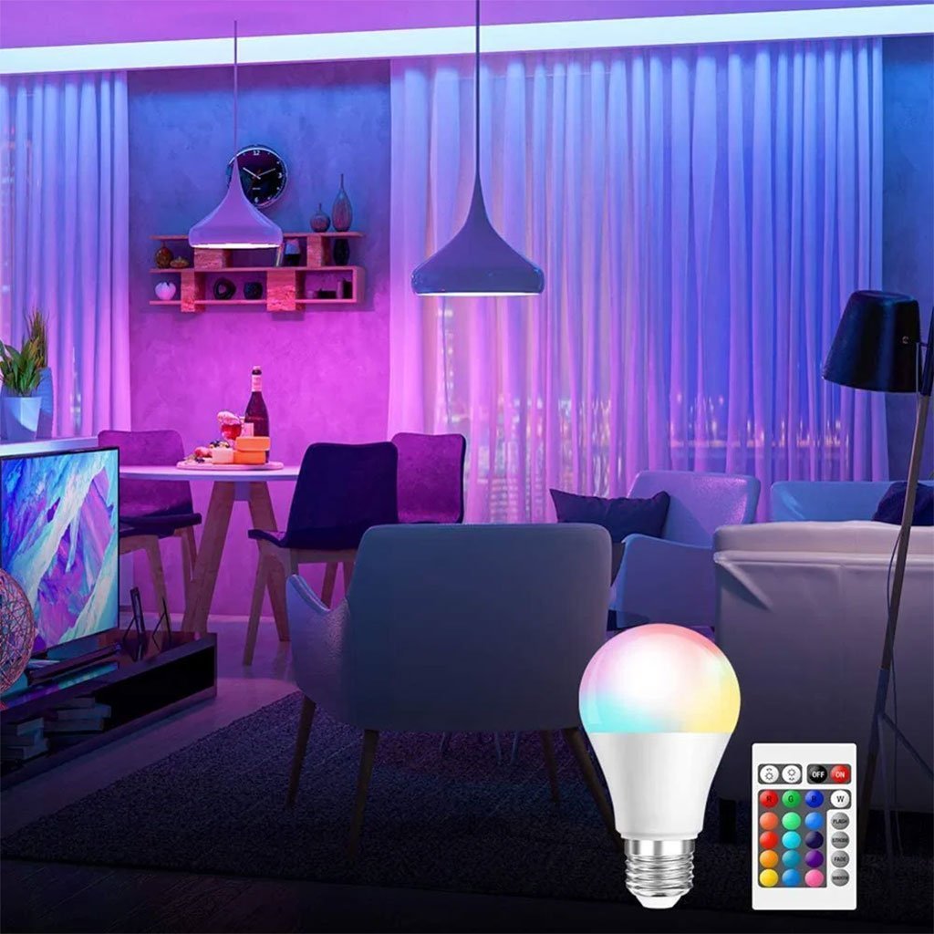 Ampoule LED RGBW E27 à intensité variable 16 couleurs – مصباح بأضواء ملونة - الصورة 4