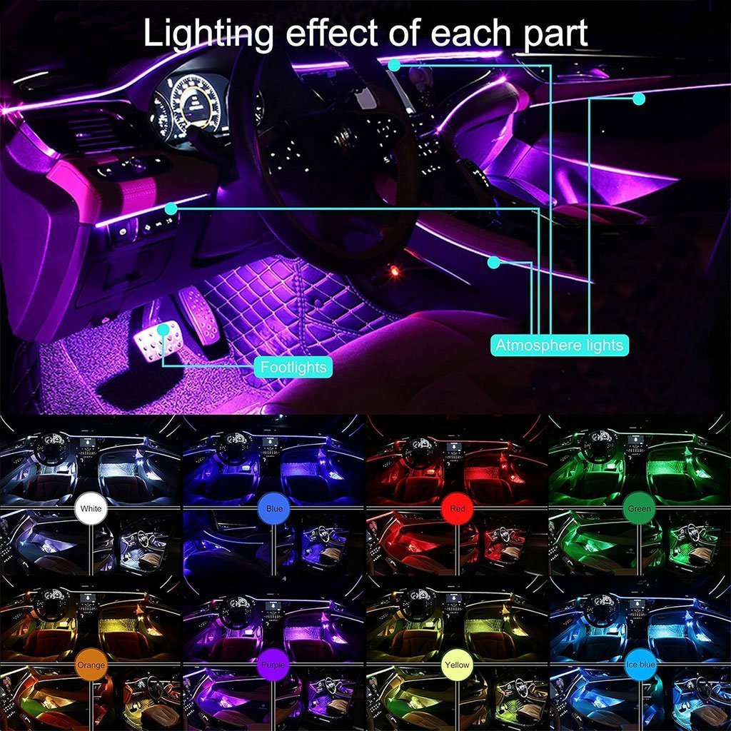 Lumière Ambiante RGB Pour l’Intérieur de Voiture avec Télécommande + APP Contrôle - الصورة 6