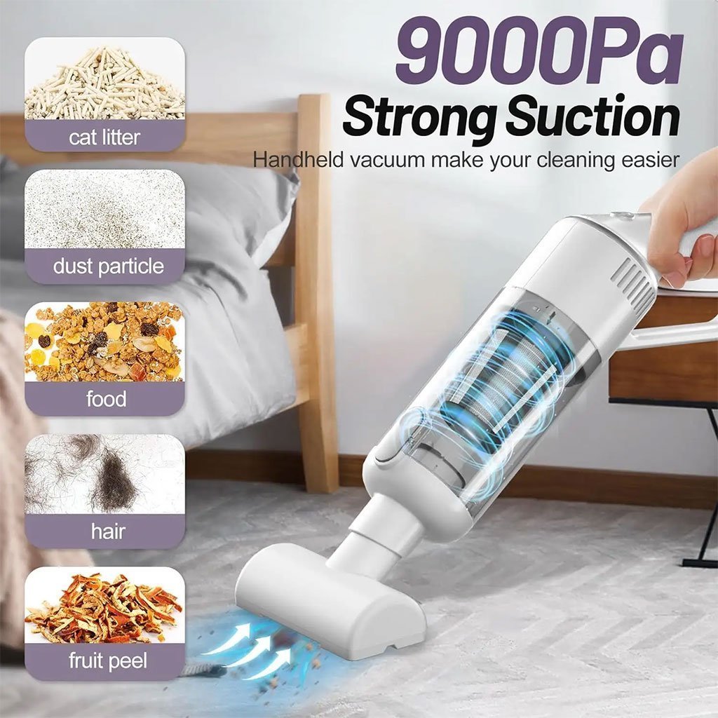 Aspirateur sans Fil Portable avec 4 Têtes Accessoires 9000Pa – مكنسة كهربائية محمولة - الصورة 5