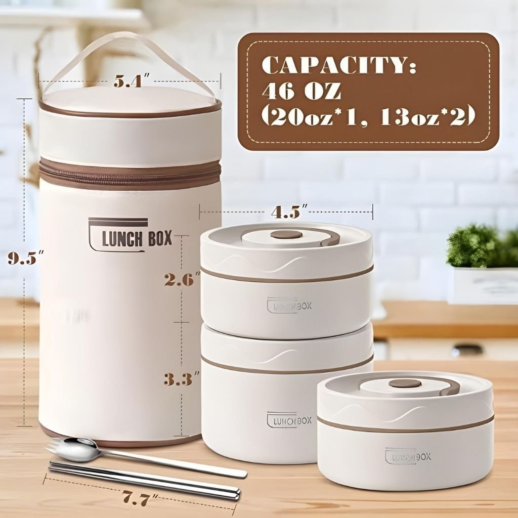 Lunch Box 3 étage avec Sac Isotherme Isolant – حافظة طعام حرارية 3 طبقات قابلة للاستخدام في الميكروويف - الصورة 6