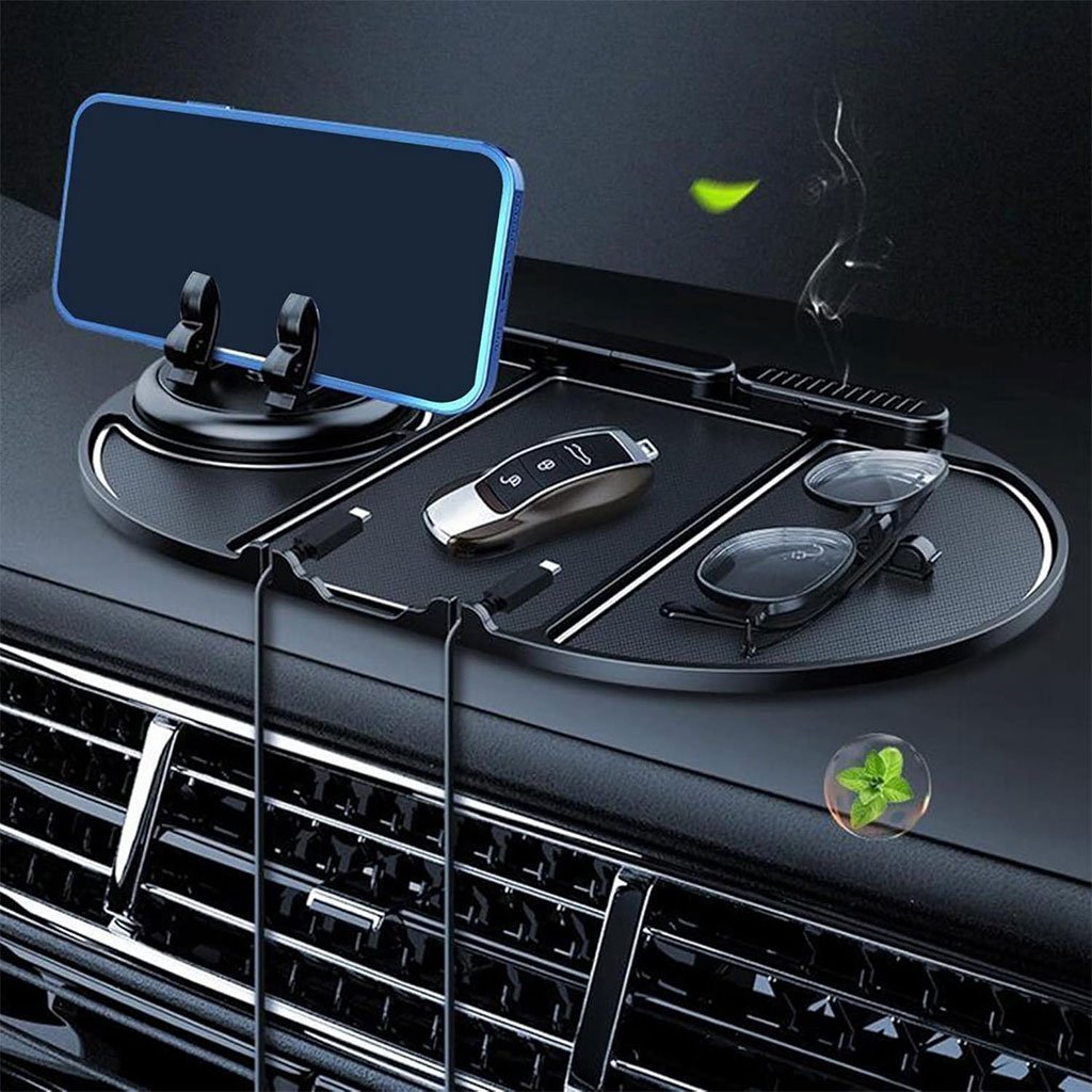 Tapis De Téléphone Antidérapant pour Voiture 6en1 Rotation à 360° – منظم أغراض في سيارة - الصورة 5