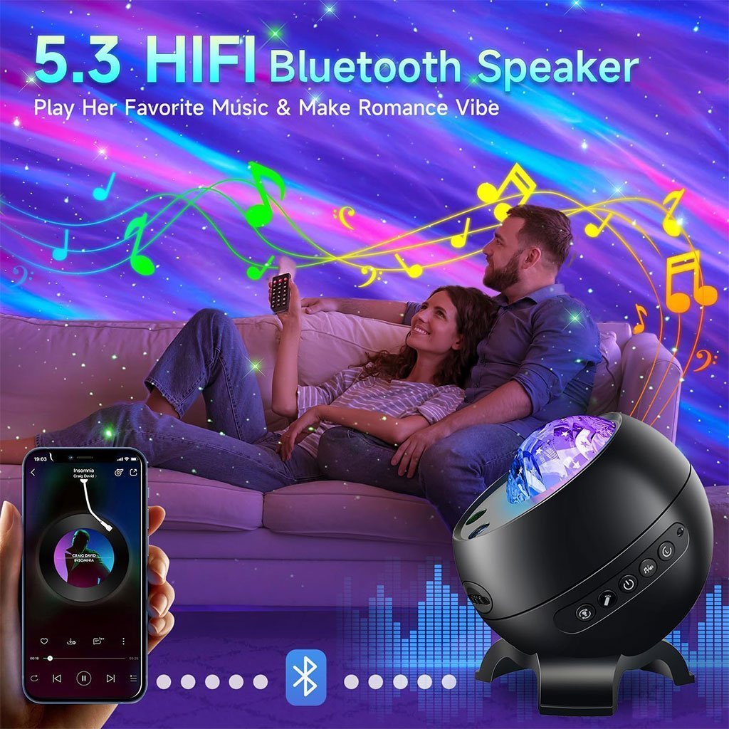 Projecteur d’aurores et Haut Parleur Bluetooth avec 15 modes d’éclairage – جهاز عرض نجوم ومكبر صوت - الصورة 6