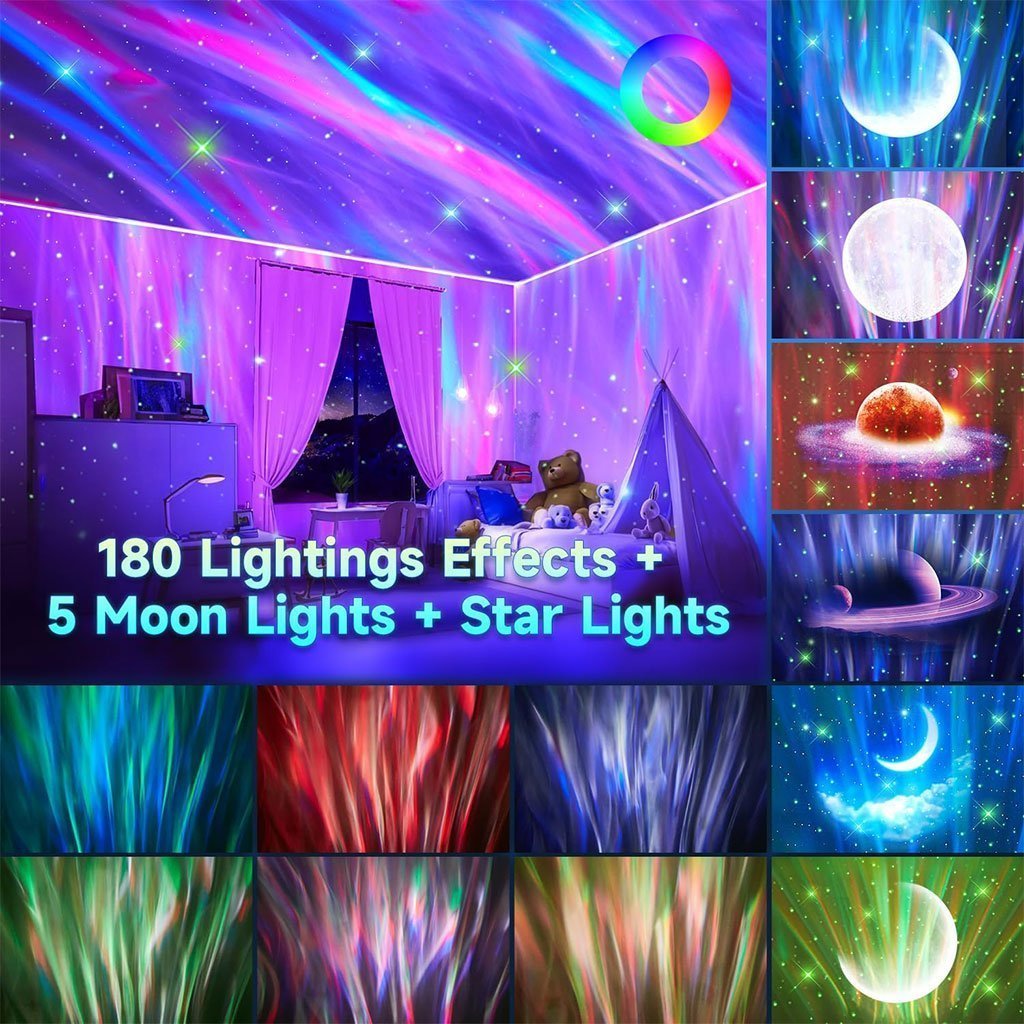 Projecteur d’aurores et Haut Parleur Bluetooth avec 15 modes d’éclairage – جهاز عرض نجوم ومكبر صوت - الصورة 5
