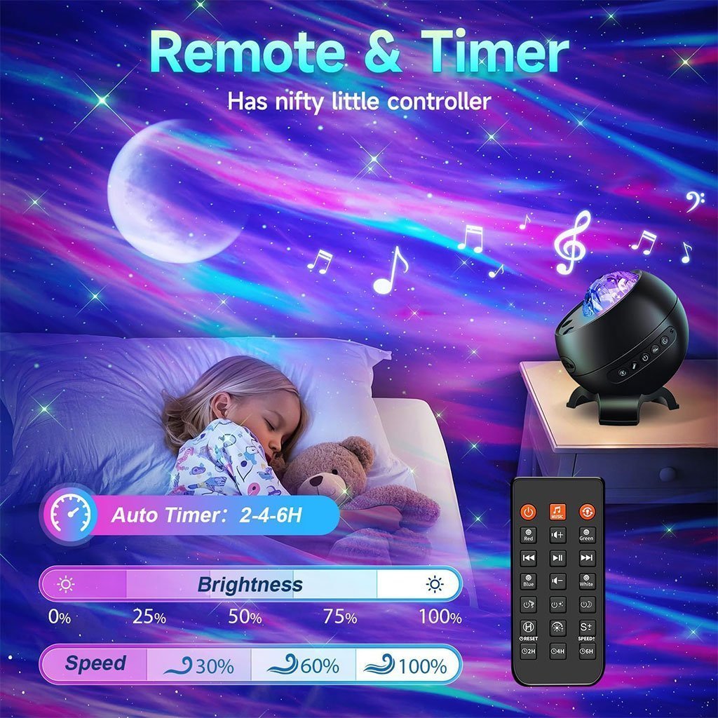 Projecteur d’aurores et Haut Parleur Bluetooth avec 15 modes d’éclairage – جهاز عرض نجوم ومكبر صوت - الصورة 3