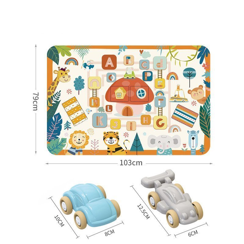 Tapis d’eveil circuit jungle avec 2 voiturettes 103 cm x 79 cm - الصورة 4