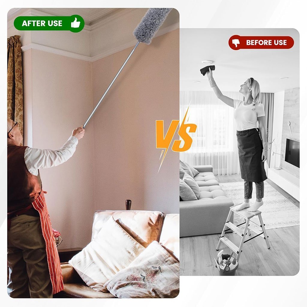 Plumeau télescopique Lavable en Microfibre – أداة تنظيف في الزوايا البعيدة - الصورة 6