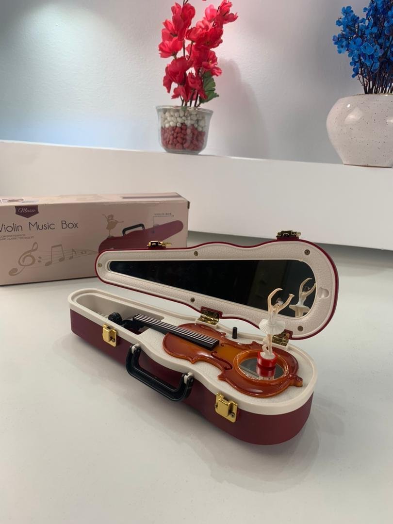 Boîte à Musique Vintage avec Déesse Rotative et Mécanisme de Violon – صندوق موسيقى مع آلية كمان - الصورة 3