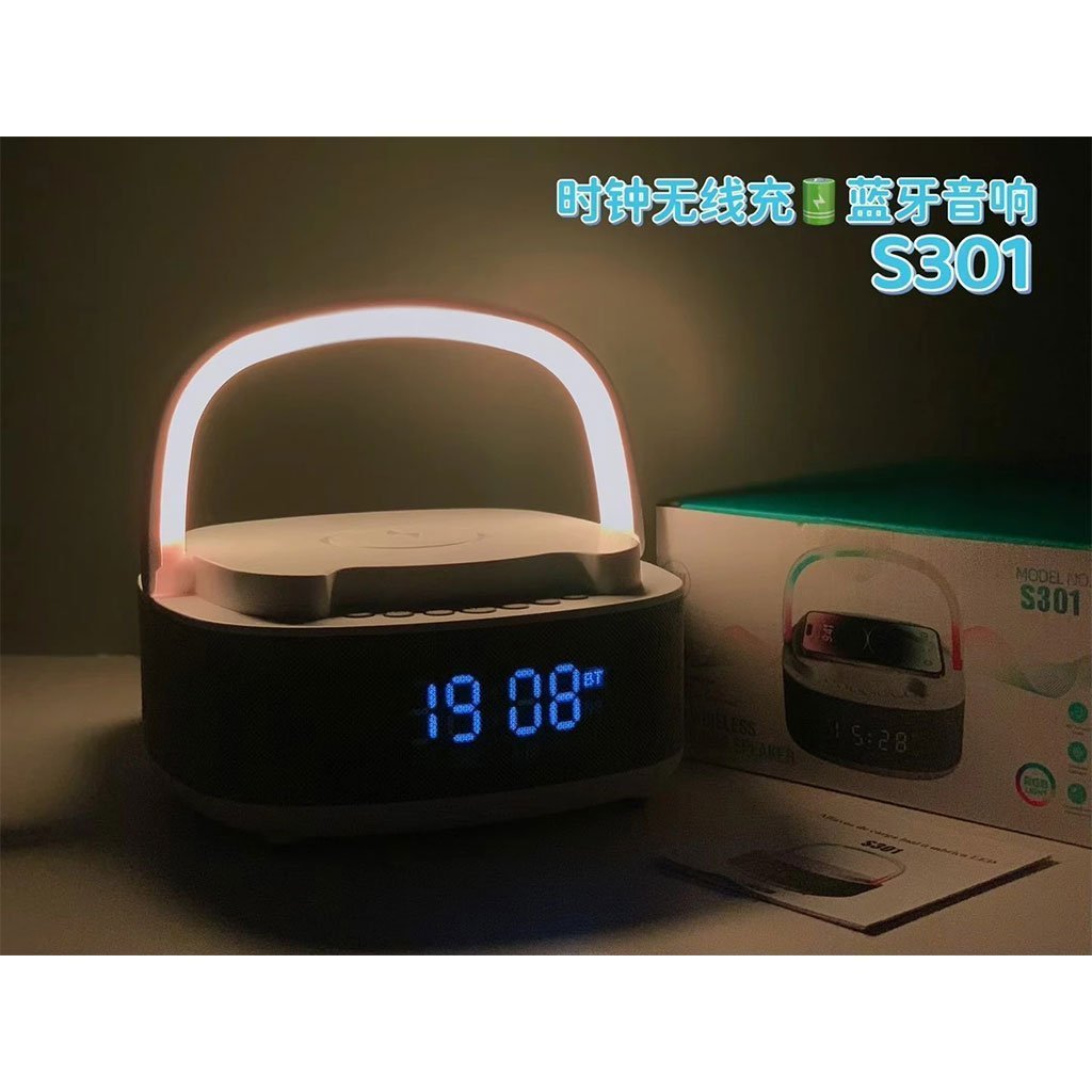 Haut Parleur Bluetooth Portable S301 à LED RGB chargement sans fil 15W – مكبر صوت بلوتوث وشاحن لاسلكي 2في1 - الصورة 7