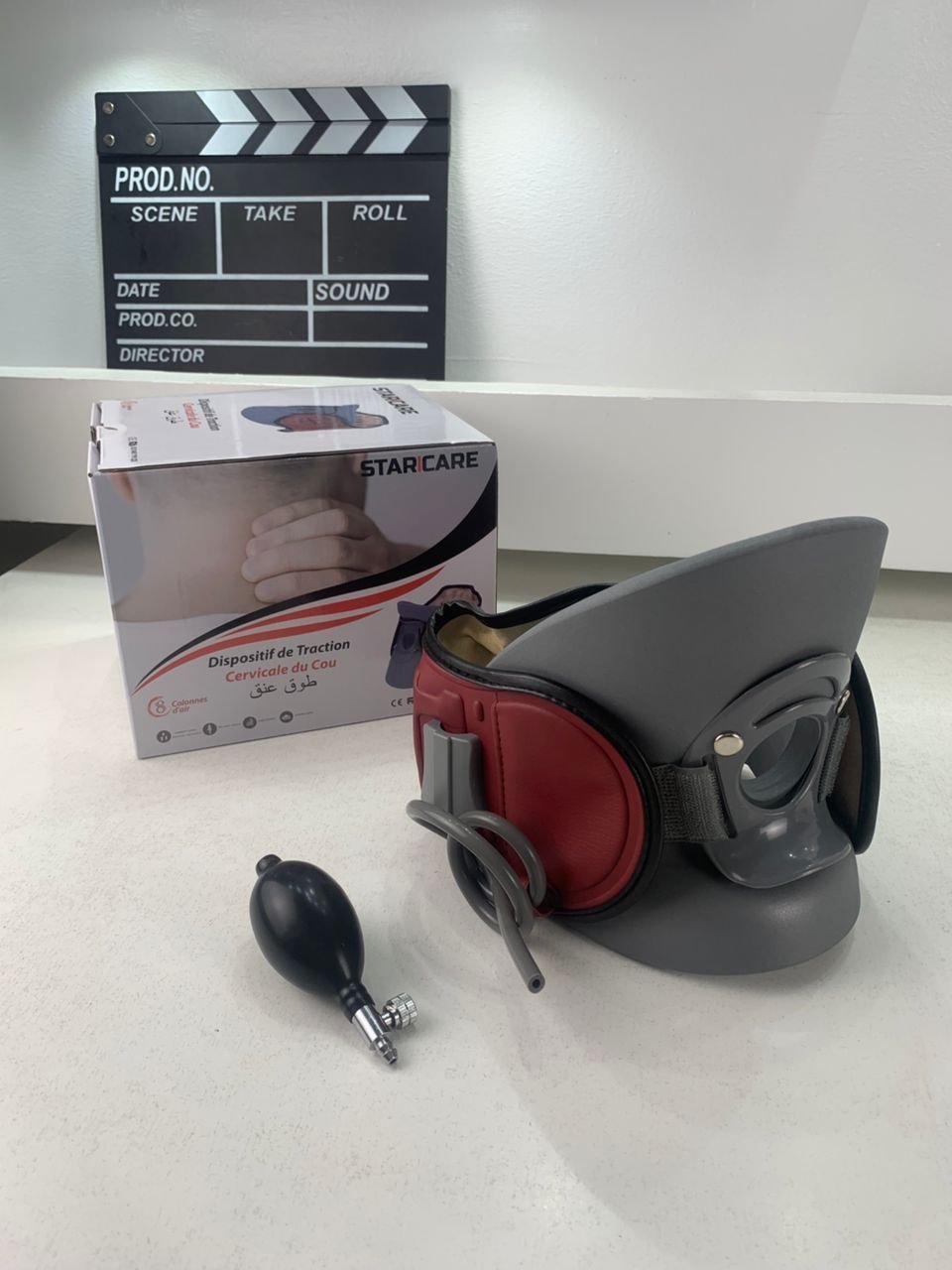 STARICARE Civière de cou gonflable et rétracteur de traction cervicale avec pompe – أداة تصحيح وضعية العنق - الصورة 4