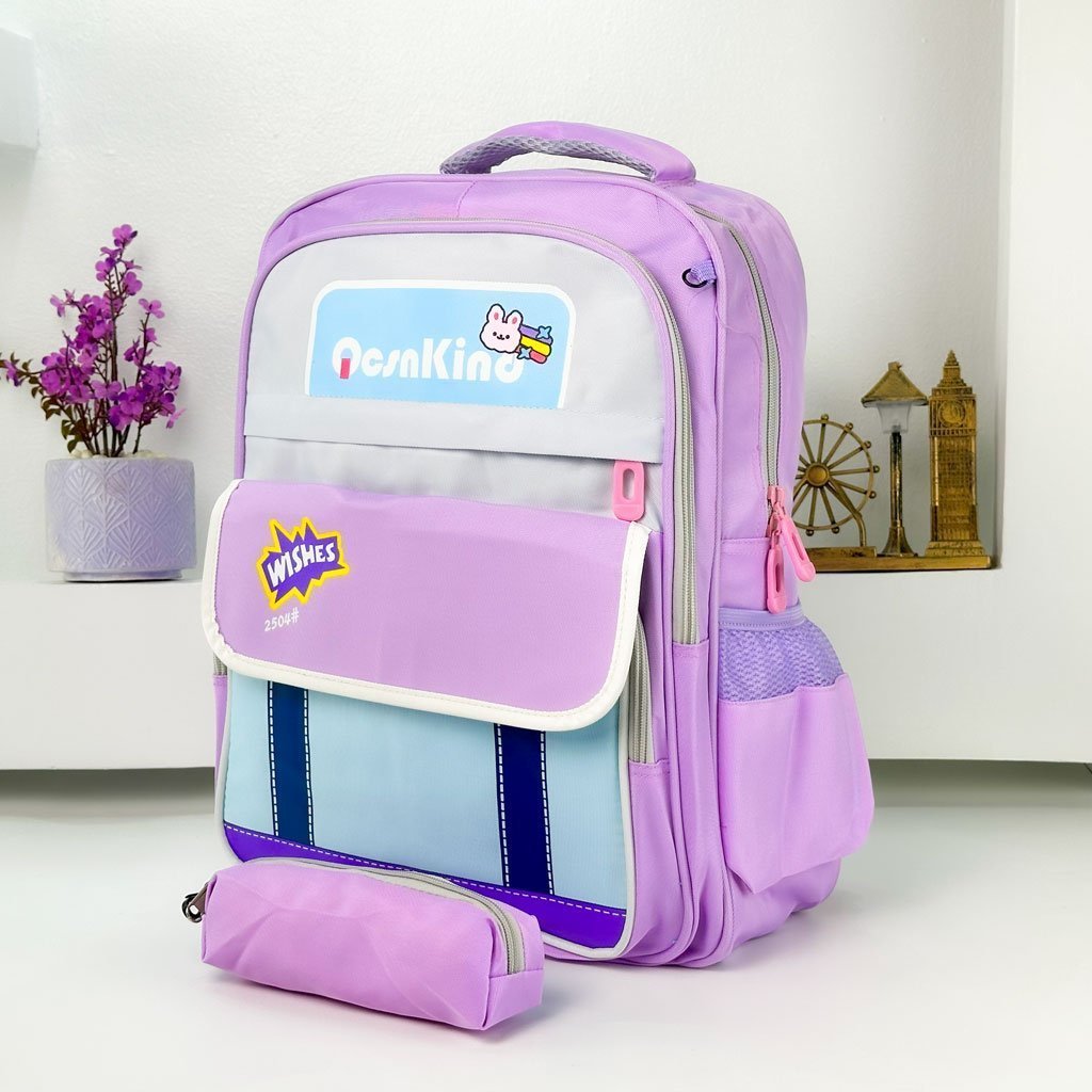 Sac à Dos pour Enfants avec Trousse Assortie 2504 Mauve – حقيبة ظهر مدرسية للأطفال مع مقلمة بنفسجي - الصورة 2