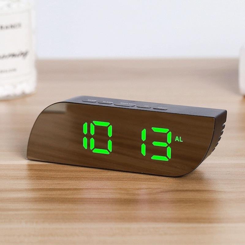 Réveil numérique intelligent horloge à affichage numérique miroir avec lumière LED - الصورة 2