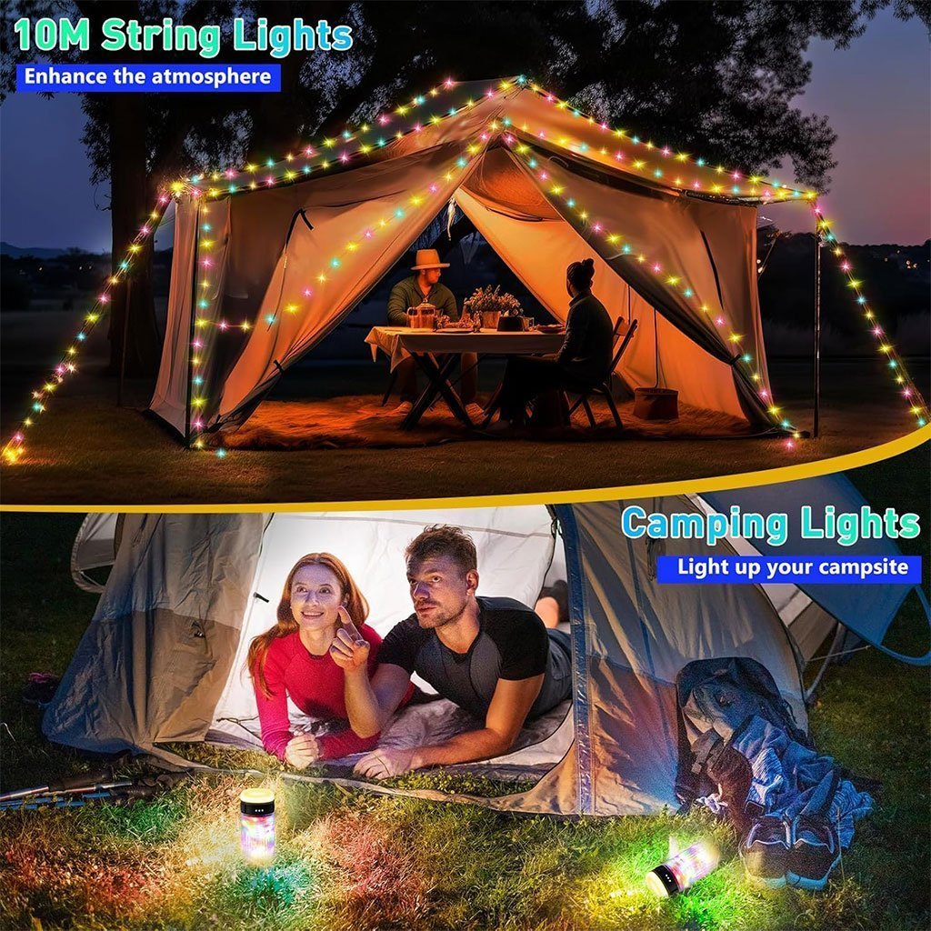 Lampe de Camping Enroulable avec Guirlande Lumineuse 10m – مصباح تخييم محمول وقابل للشحن - الصورة 7
