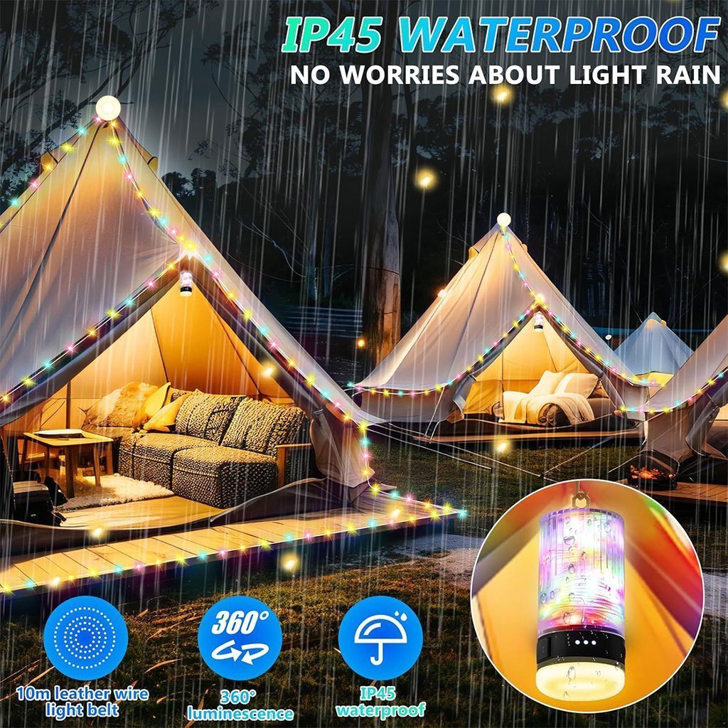 Lampe de Camping Enroulable avec Guirlande Lumineuse 10m – مصباح تخييم محمول وقابل للشحن - الصورة 5