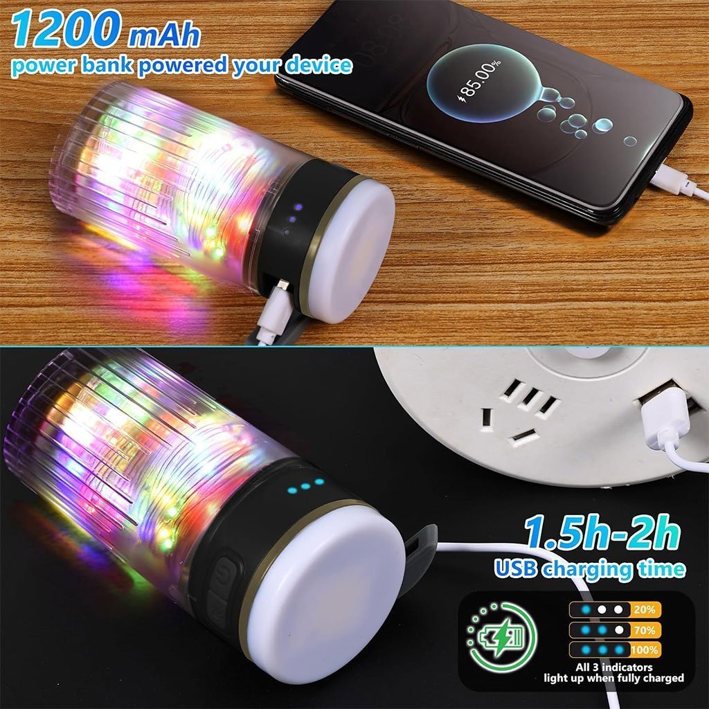 Lampe de Camping Enroulable avec Guirlande Lumineuse 10m – مصباح تخييم محمول وقابل للشحن - الصورة 4