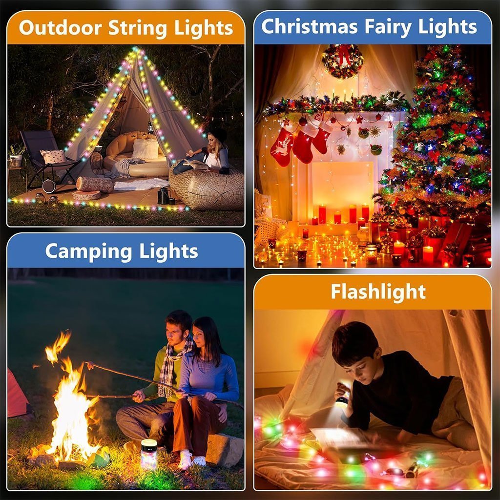 Lampe de Camping Enroulable avec Guirlande Lumineuse 10m – مصباح تخييم محمول وقابل للشحن - الصورة 2