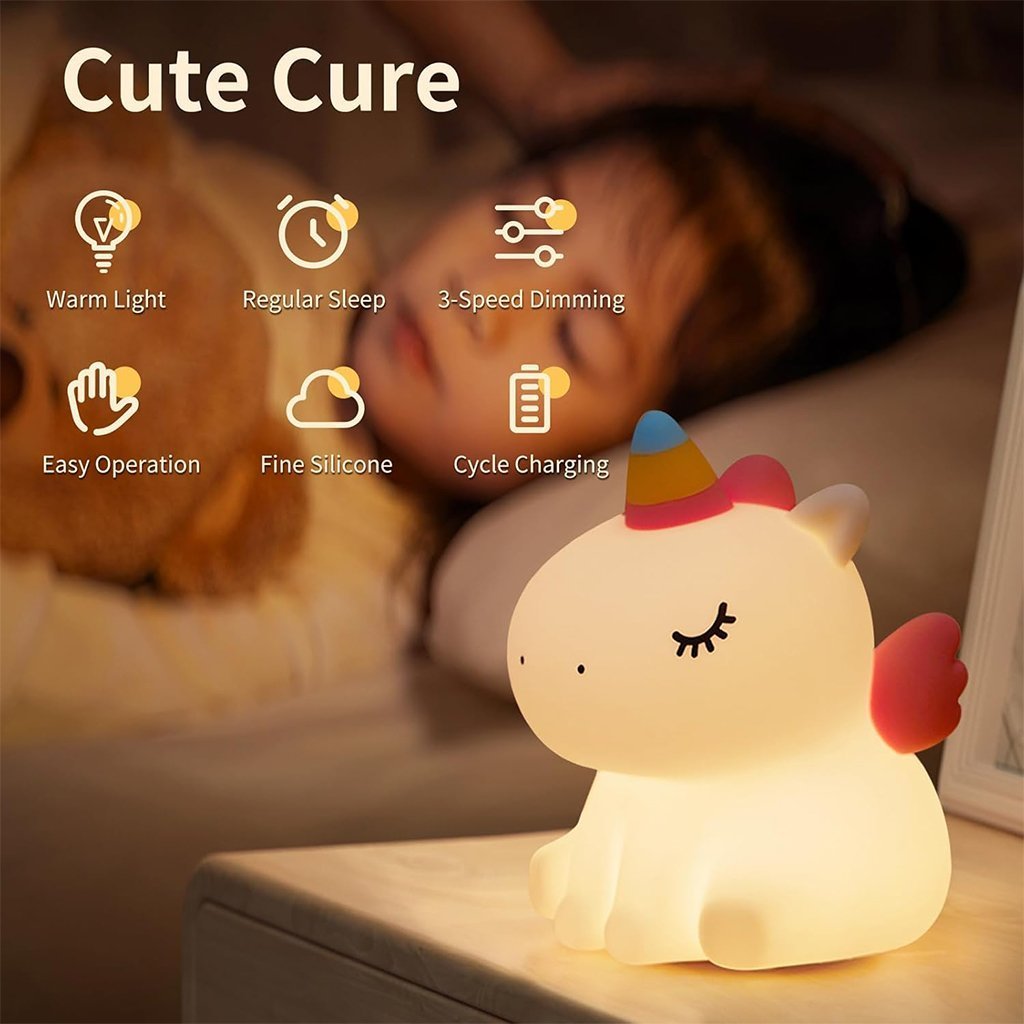 Veilleuse en Silicone Forme Unicorne pour Chambre d’enfant Rechargeable - الصورة 8