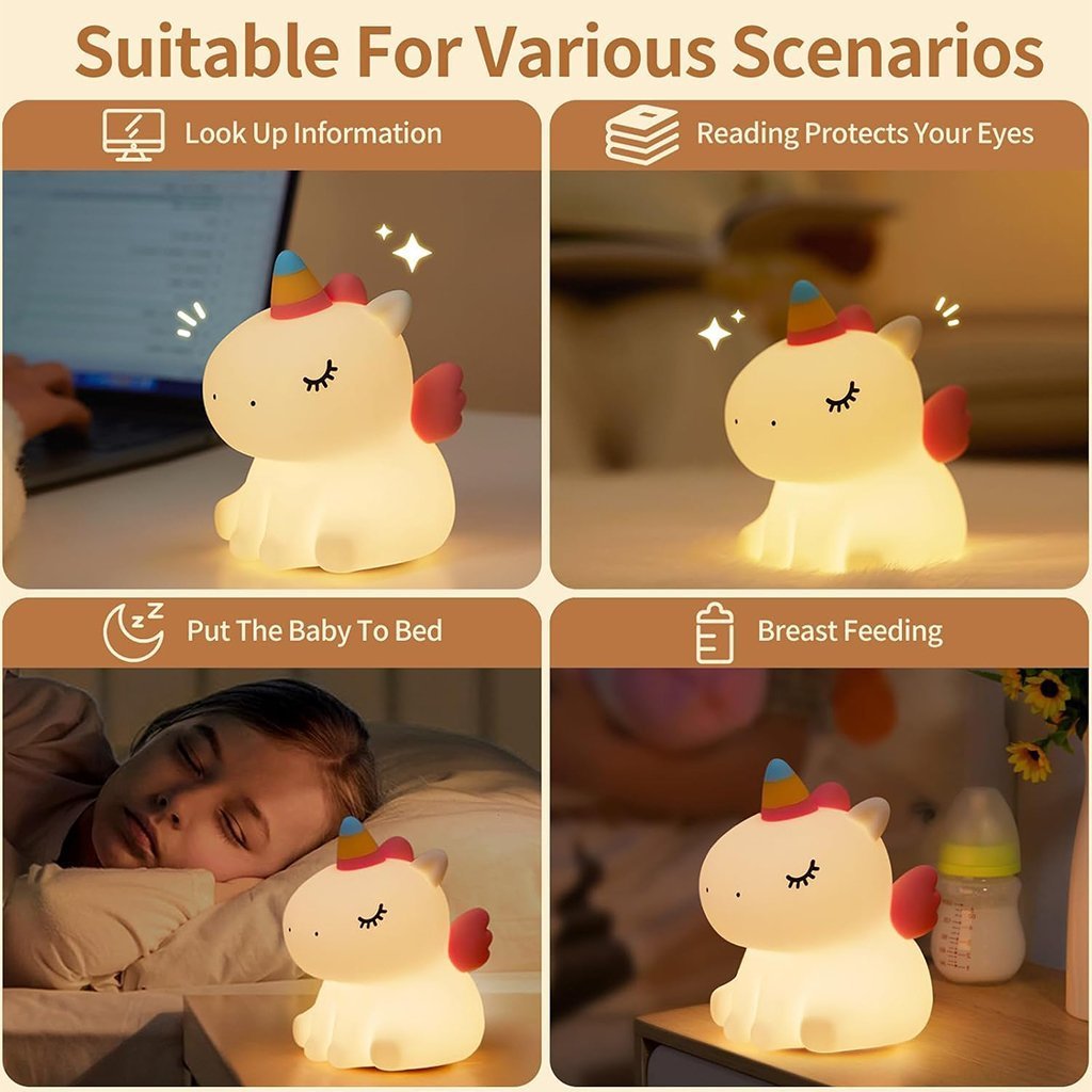 Veilleuse en Silicone Forme Unicorne pour Chambre d’enfant Rechargeable - الصورة 5