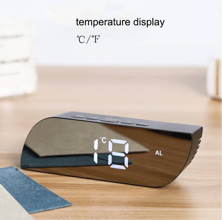 Réveil numérique intelligent horloge à affichage numérique miroir avec lumière LED - الصورة 4